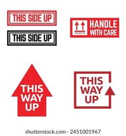 Set of this way up label vector icon for packaging.