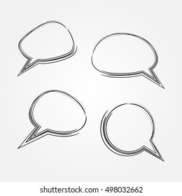 Set the thoughts of clouds. Silhouette of broken line. Isolated templates. Doodle.