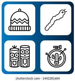 Set of thread icons such as Winter hat, Silkworm, Model craft, Embroidery , thread