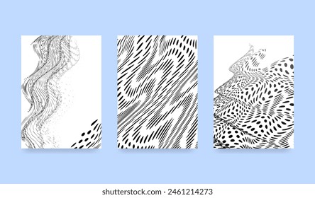  Set of three A4 halftone backgrounds with wavy distortions