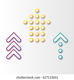 Set of three abstract arrows different forms and colors