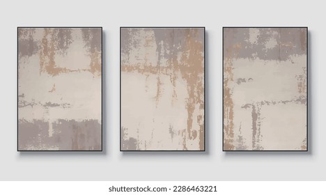 A set of three abstract art vector illustrations. Creative minimalist hand drawn vector illustration, vector design for wall decor, wallpaper, poster, card, mural, carpet, hanging, print