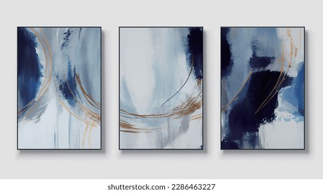 A set of three abstract art vector illustrations. Creative minimalist hand drawn vector illustration, vector design for wall decor, wallpaper, poster, card, mural, carpet, hanging, print