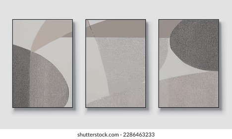 A set of three abstract art vector illustrations. Creative minimalist hand drawn vector illustration, vector design for wall decor, wallpaper, poster, card, mural, carpet, hanging, print