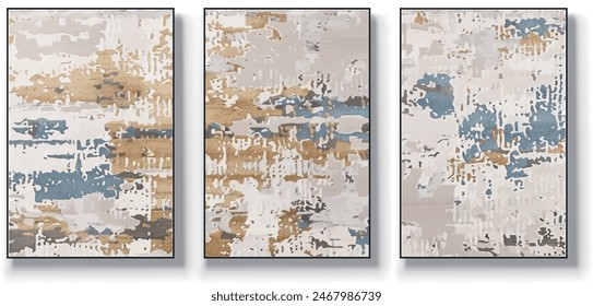 A set of three abstract art vector illustrations. Creative minimalist hand drawn vector illustration, vector design for wall decor, wallpaper, poster, card, mural,