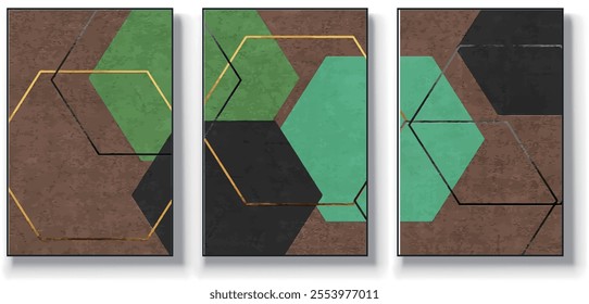 A set of three abstract art vector illustrations. Creative minimalist hand drawn vector illustration, vector design for wall decor, wallpaper, poster, card, mural, carpet, hanging, print