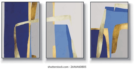 A set of three abstract art vector illustrations. Creative minimalist hand drawn vector illustrations, vector design for wall decoration, wallpaper, posters, cards, murals, carpets, hangings, prints