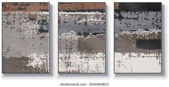 A set of three abstract art vector illustrations. Creative minimalist hand drawn vector illustrations, vector design for wall decoration, wallpaper, posters, cards, murals, carpets, hangings, prints