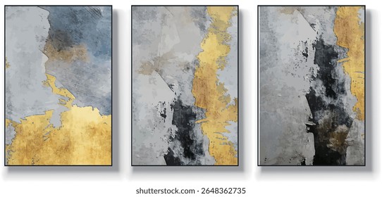 A set of three abstract art vector illustrations. Creative minimalist hand drawn vector illustrations, vector design for wall decoration, wallpaper, posters, cards, murals, carpets, hangings, prints