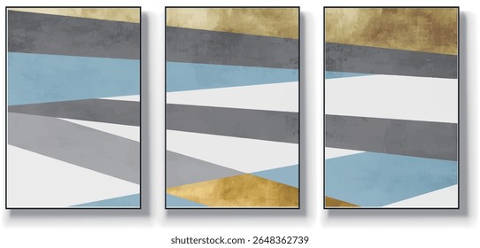 A set of three abstract art vector illustrations. Creative minimalist hand drawn vector illustrations, vector design for wall decoration, wallpaper, posters, cards, murals, carpets, hangings, prints