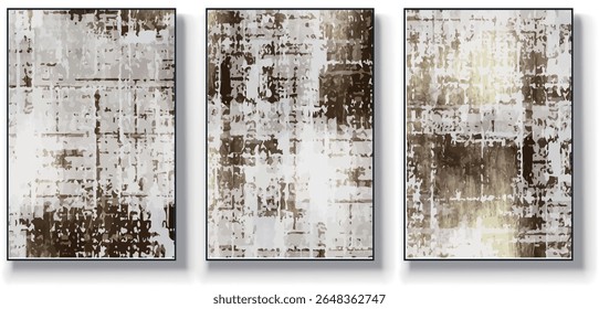 A set of three abstract art vector illustrations. Creative minimalist hand drawn vector illustrations, vector design for wall decoration, wallpaper, posters, cards, murals, carpets, hangings, prints