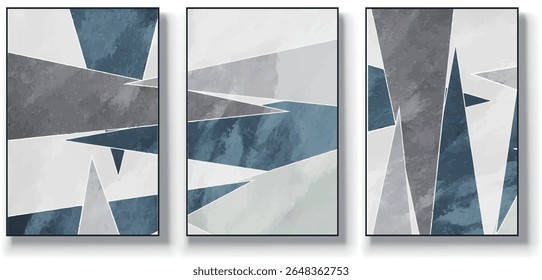 A set of three abstract art vector illustrations. Creative minimalist hand drawn vector illustrations, vector design for wall decoration, wallpaper, posters, cards, murals, carpets, hangings, prints