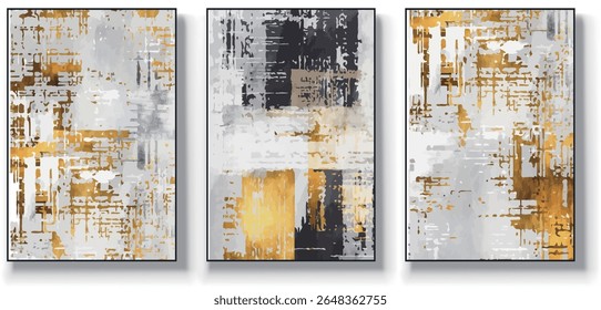 A set of three abstract art vector illustrations. Creative minimalist hand drawn vector illustrations, vector design for wall decoration, wallpaper, posters, cards, murals, carpets, hangings, prints