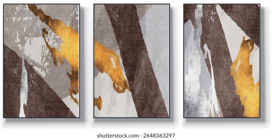 A set of three abstract art vector illustrations. Creative minimalist hand drawn vector illustrations, vector design for wall decoration, wallpaper, posters, cards, murals, carpets, hangings, prints