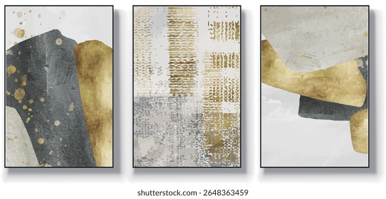A set of three abstract art vector illustrations. Creative minimalist hand drawn vector illustrations, vector design for wall decoration, wallpaper, posters, cards, murals, carpets, hangings, prints