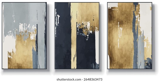 A set of three abstract art vector illustrations. Creative minimalist hand drawn vector illustrations, vector design for wall decoration, wallpaper, posters, cards, murals, carpets, hangings, prints