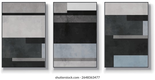 A set of three abstract art vector illustrations. Creative minimalist hand drawn vector illustrations, vector design for wall decoration, wallpaper, posters, cards, murals, carpets, hangings, prints