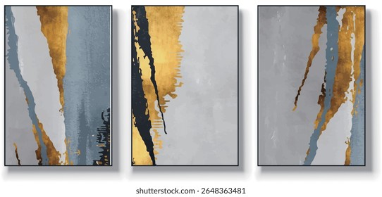 A set of three abstract art vector illustrations. Creative minimalist hand drawn vector illustrations, vector design for wall decoration, wallpaper, posters, cards, murals, carpets, hangings, prints
