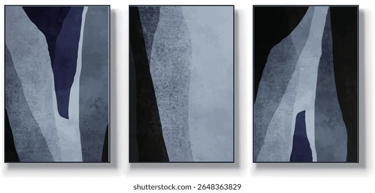 A set of three abstract art vector illustrations. Creative minimalist hand drawn vector illustrations, vector design for wall decoration, wallpaper, posters, cards, murals, carpets, hangings, prints