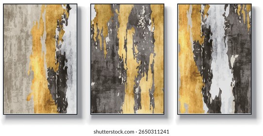 A set of three abstract art vector illustrations. Creative minimalist hand drawn vector illustration, vector design for wall decor, wallpaper, poster, card, mural, carpet, hanging, print