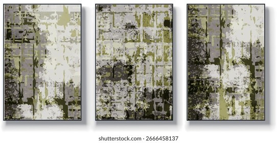 Un conjunto de tres Ilustraciones vectoriales de arte abstracto. Ilustración vectorial dibujada a mano minimalista creativa, diseño de Vector para la decoración de la pared, Fondo de pantalla, cartel, tarjeta, mural, alfombra, colgando, impresión