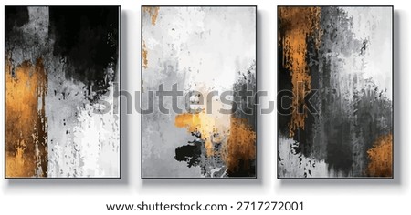 A set of three abstract art vector illustrations. Creative minimalist hand drawn vector illustration, vector design for wall decor, wallpaper, poster, card, mural, carpet, hanging, print