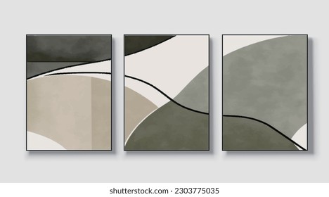 Set of three. Abstract artistic drawing, illustration, vector illustration, golden texture. Fragment of artwork. For wall decoration, posters, murals, carpets, hanging pictures, prints
