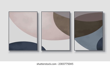 Conjunto de tres. Dibujo artístico abstracto, ilustración, ilustración vectorial, textura dorada. Fragmento de las obras de arte. Para la decoración de las paredes, carteles, murales, alfombras, cuadros colgantes, estampados