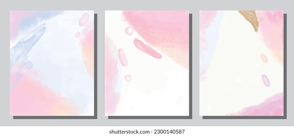 A set of three abstract background of minimalism. Hand-painted illustrations, with a geometric art pattern for art wall, wallpaper, murals, carpet, hang a picture
