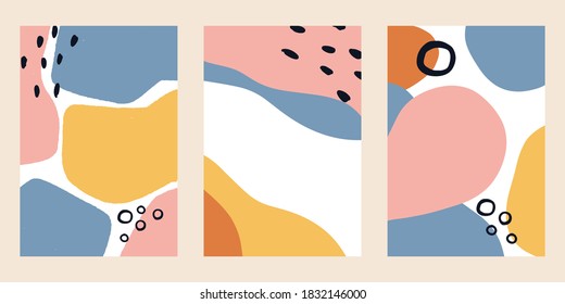Set of three abstract backgrounds. Contemporary modern trendy vector illustrations. 