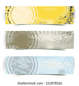 set of three abstract banners in grunge style