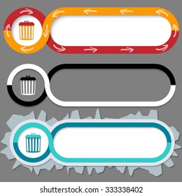 Set of three abstract buttons for your text and trashcan
