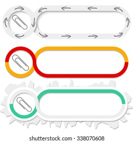 Set of three abstract buttons for your text and paper clip