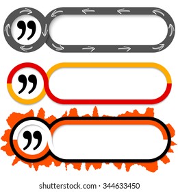 Set of three abstract buttons for your text and quotation mark