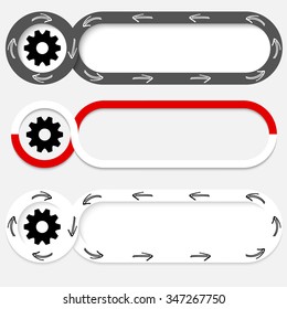 Set of three abstract buttons for your text and cogwheel