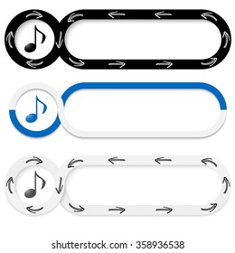 Set of three abstract buttons for your text and music icon