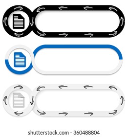 Set of three abstract buttons for your text and document icon