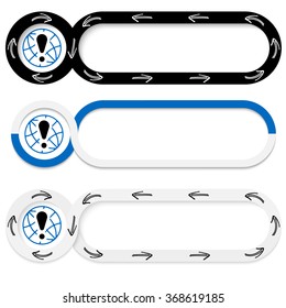 Set of three abstract buttons for your text and exclamation mark