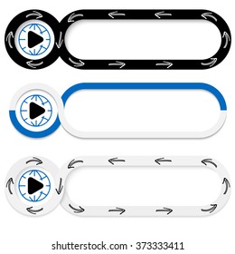 Set of three abstract buttons for your text and play symbol