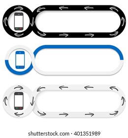 Set of three abstract buttons for your text and phone icon