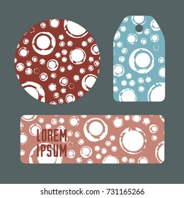 Set of three abstract colorful frames isolated on gray background. Design elements for price tags or labels.