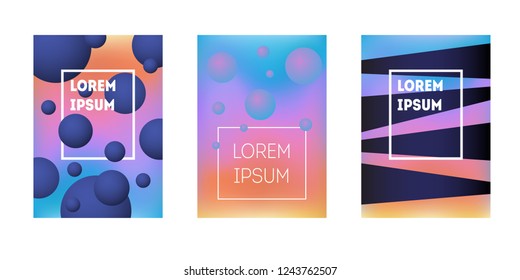 Set of three abstract covers. Beautiful modern gradient