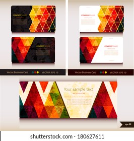 Set of three abstract geometric business card
