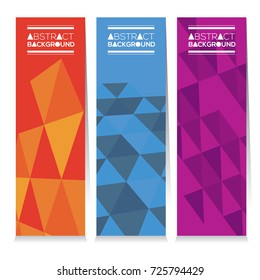 Set Of Three Abstract Geometric Vertical Banners Vector Illustration