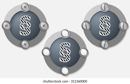 Set of three abstract icons with screws and paragraph