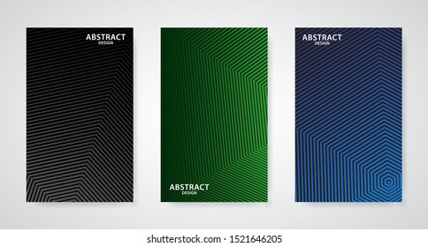 set of three abstract line design covers