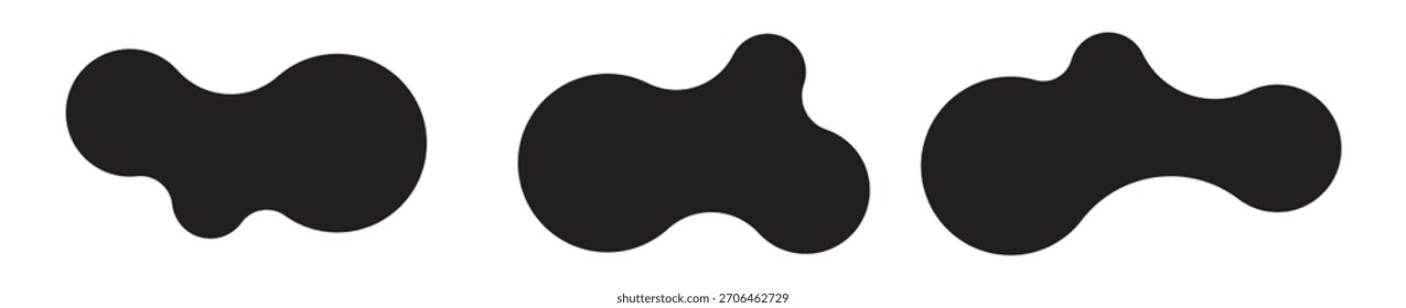 Conjunto de três formas metabólicas abstratas com pontos conectados e bolhas morfadoras. Ícones vetoriais geométricos com formas metabólicas orgânicas fluidas. Ilustração vetorial