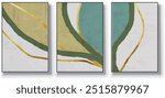 Set of three abstract minimalist vector backgrounds. Hand drawn illustrations with geometric art patterns.