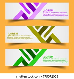 Set three abstract modern banner texture. Vector banner background for web banner design