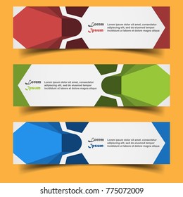 Set three abstract modern banner texture and copy space area. Vector banner background for web banner design 